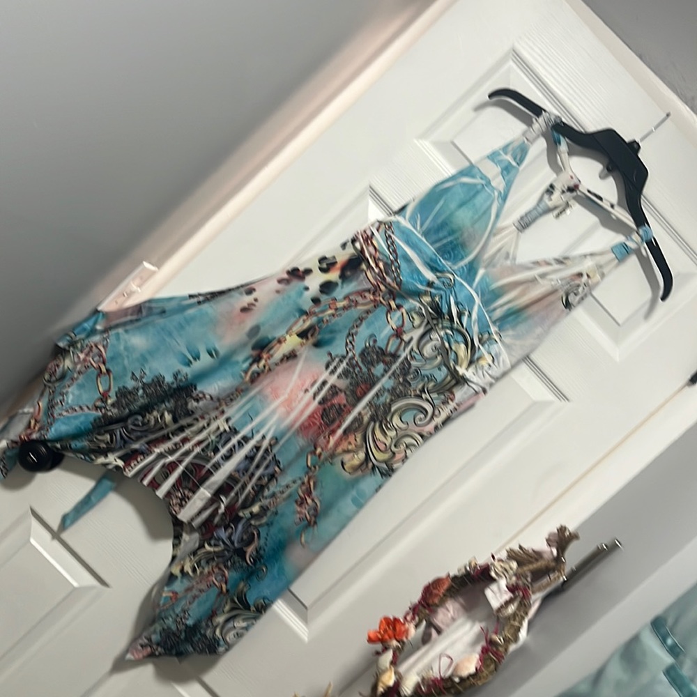DNLA Sport dress halter style summer vacation silky dress